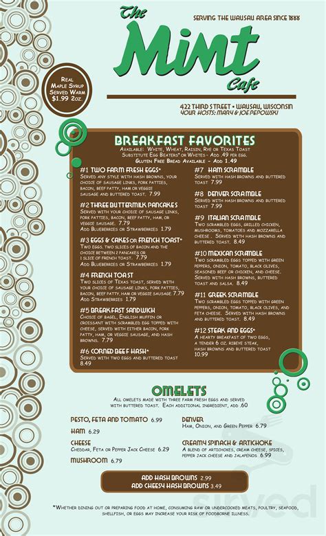 mint cafe catering menu.